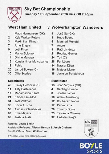 2026 west ham home - *,