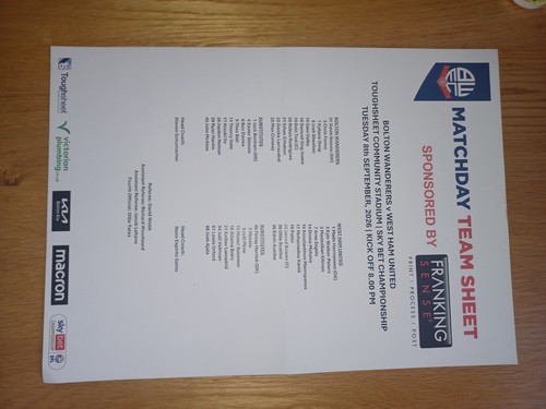 Bolton wrs west ham - wrs,