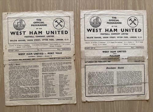 West ham united programmes - 2x,