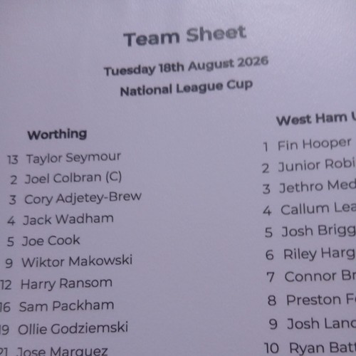 Worthing west ham - west,