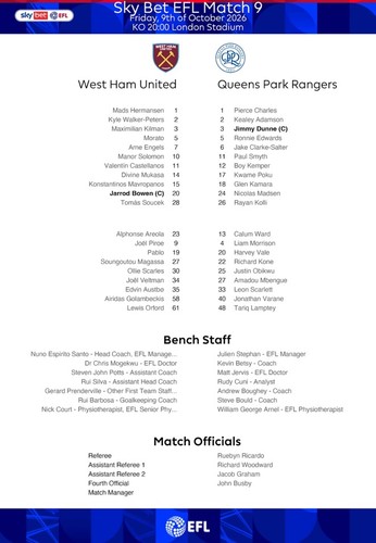 West ham utd qpr fc - ham, v